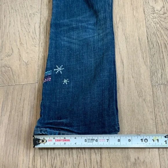GAP Dark Wash Flare Jeans with Colorful Embroidery Size 7 Regular - Picture 11 of 11